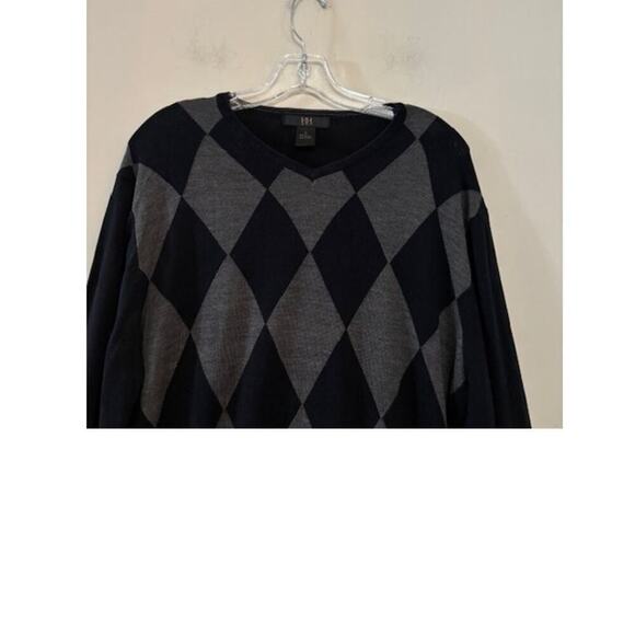 H&H Men's Medium Argyle V-neck Sweater Long Sleeve Pullover Silk Cotton Blend - Picture 6 of 6